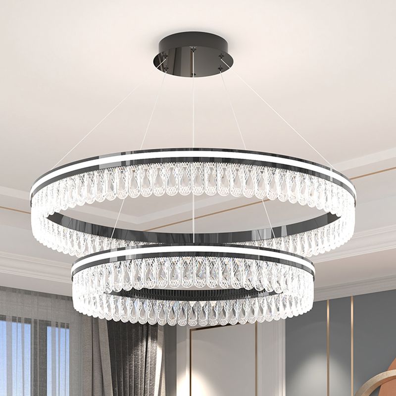 $90 Versatile 4/2-Light Chandelier with Glassy Shade and Adjustable Height