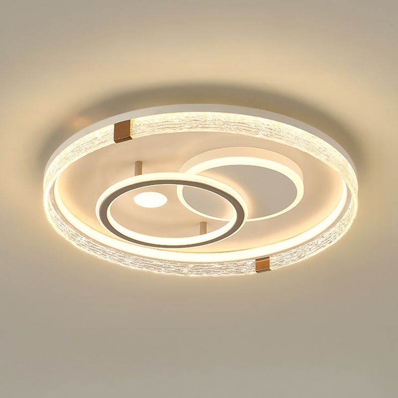 $120 Modish 4 Lights White Alloy Circle Ceiling Light Fixture, Exposed Mount, Direct Wired Electric