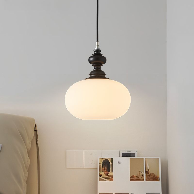 $80 Modern Cord Polygonal Pendant Lamp Adapted for Led & Incandescent/ Fluorescent with Chalk Glass Shade