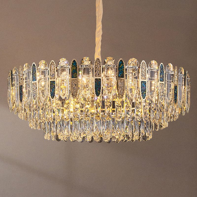 $175 3 Tiers Glassy Shade Chandelier with Adjustable Chain