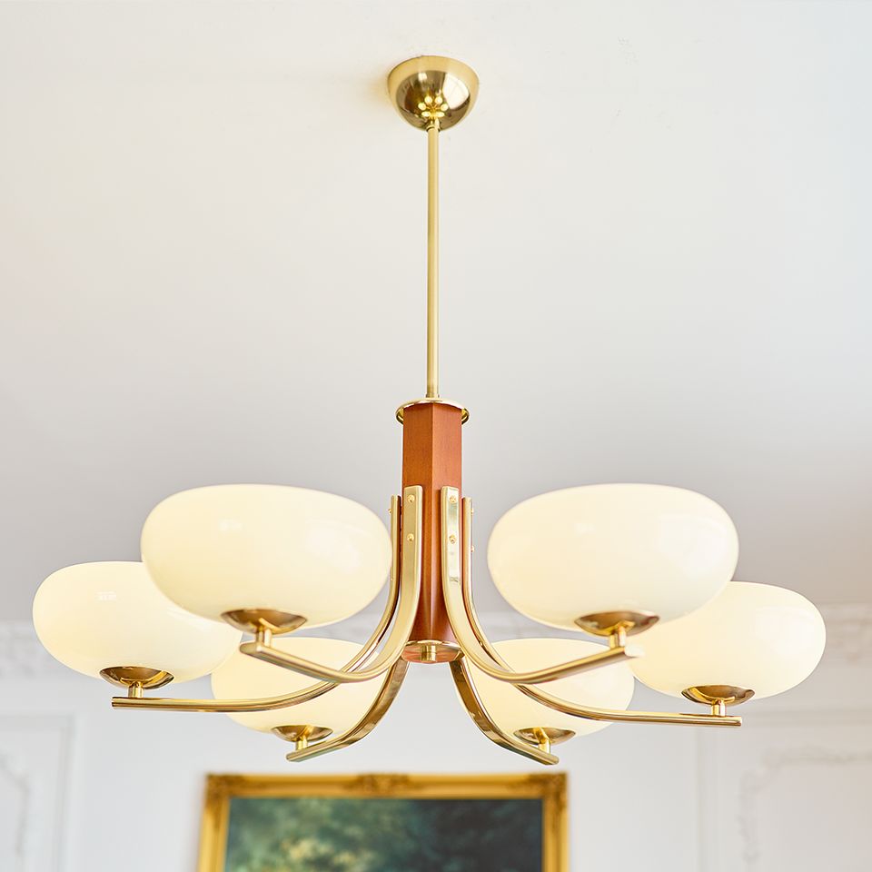 $170 Antique Brass 6 Lights/3 Lights Light Chandelier, LED/Incandescent/Fluorescent, Surrounding Shade, Polygonal Shape, Pendant Bar Mount, Adjustable Hanging Rod