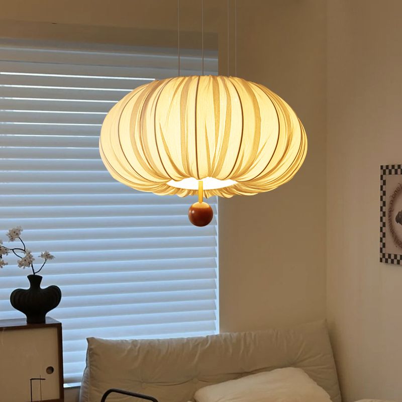 $105 White LED Rectilinear Pendant Light with Fabric Shade 