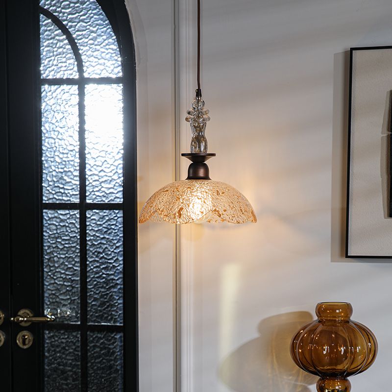 $190 Art Deco Ceiling Light with Clear Resin Shade, Symmetrical Design, Cord Mount, LED & Fluorescent Compatible