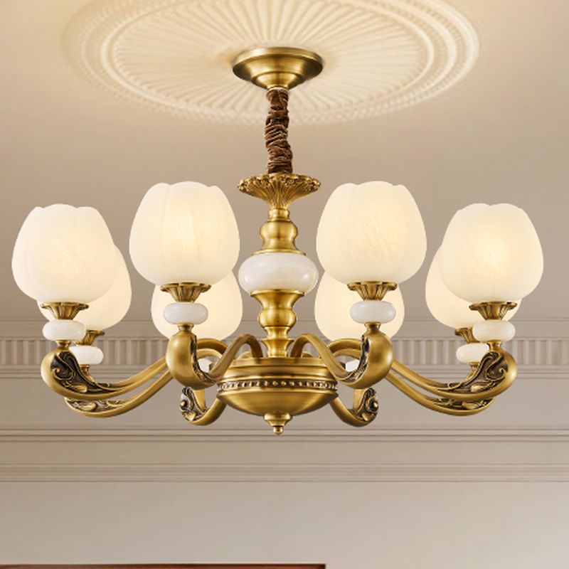 $140 White Upward Shade Chain-Mounted Rectilinear Hanging Light with Adjustable Height 