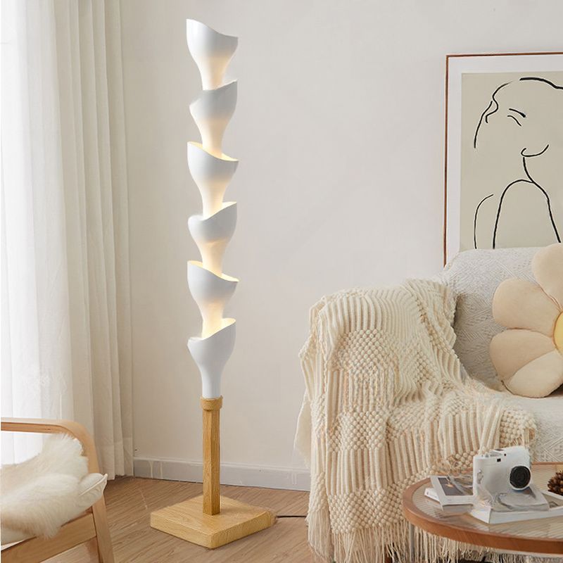 $150 6 Lights Modish LED Unique Floor Lamp with Chalk Wrought Iron Shade for Drawing Room, Foot Switch