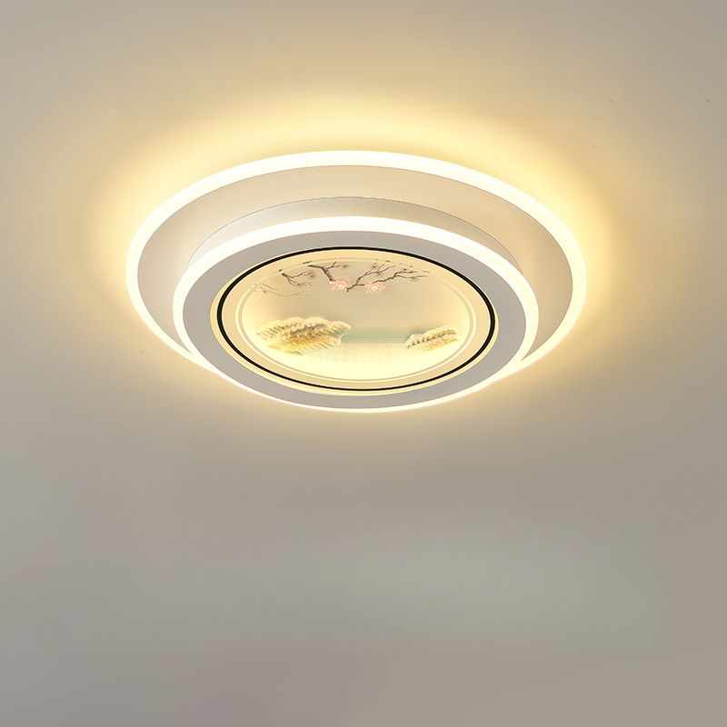 $80 Silver 2 Lights Simple Style Iron Ceiling Fixture, Flat Mounted with Polymethyl Methacrylate Shade