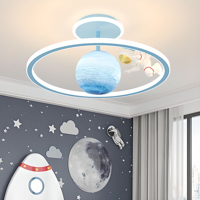 $120 Kids' Light Blue Ceiling Fixture with 4 Lights/2 Lights and Resin Shade