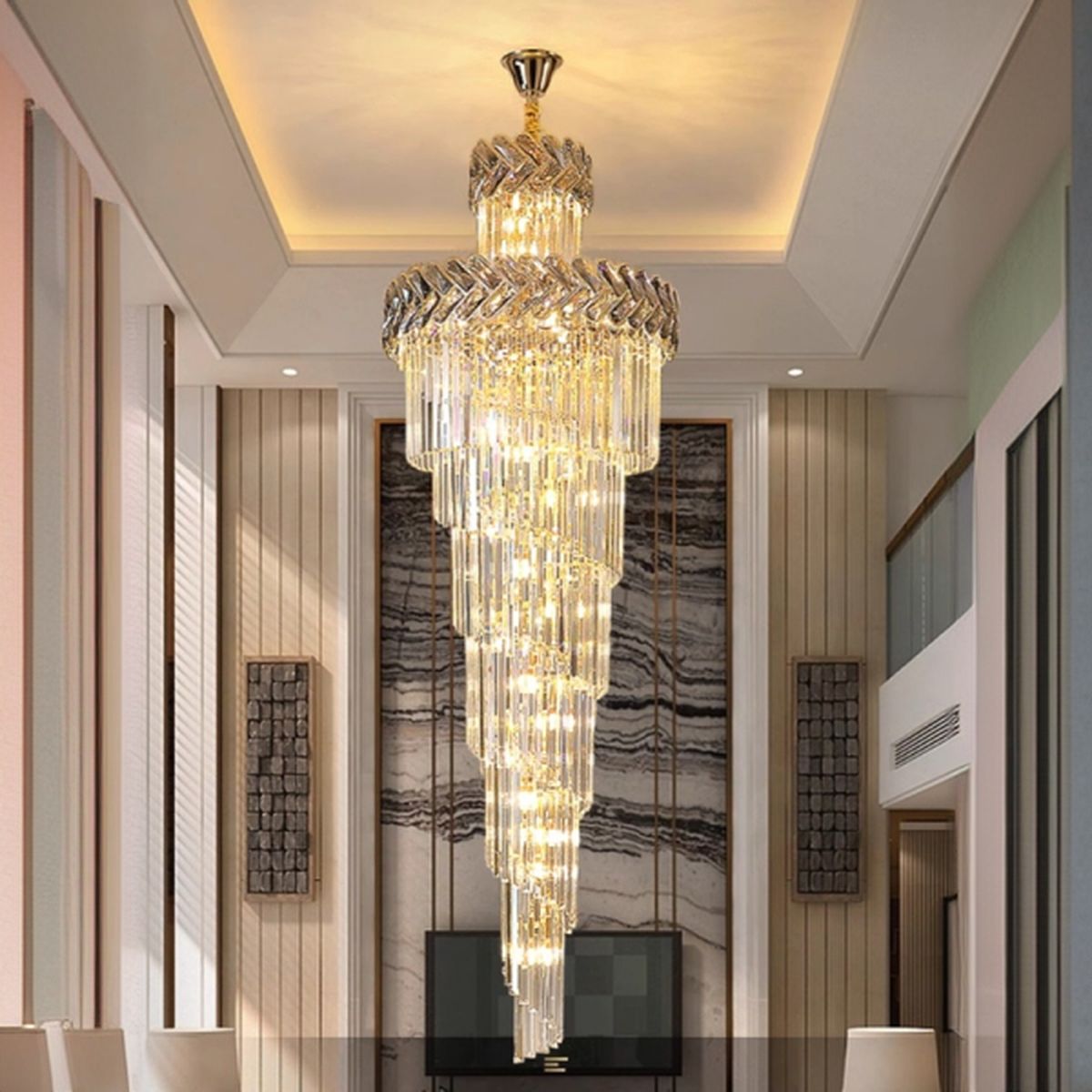 $155 Elegant 36 Lights Light Chandelier with Transparent Shade and Adjustable Height 