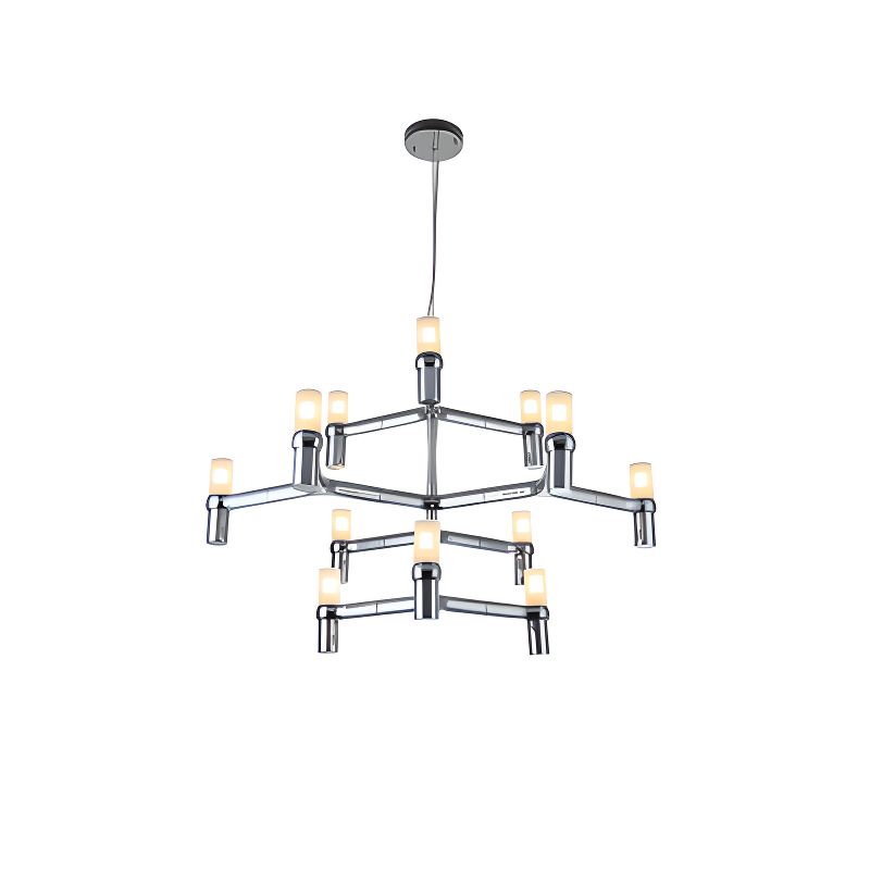 $130 12 Lights 3 Tiers Light Chandelier with Adjustable Height, Chrome