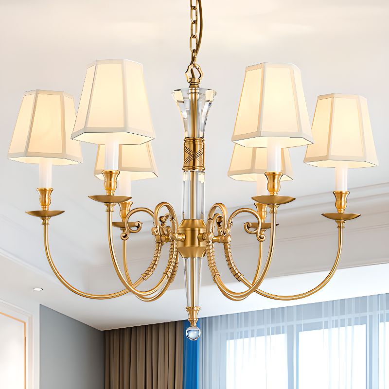 $115 8 Lights/6 Lights/3 Lights Glassy Pendant Light, Symmetrical, Textile & Down Shade, Adjustable Height Chain