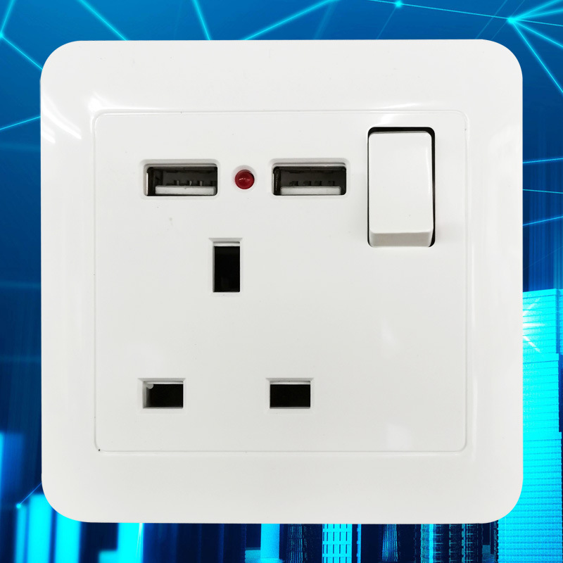 Wall socket 86 concealed British socket with switch LED light 13A foreign trade switch socket European standard