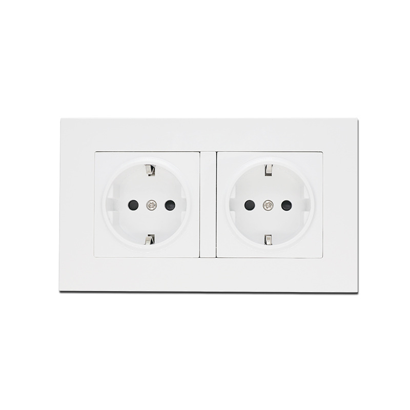 146 type dual European standard circular hole wall socket panel 16A European standard German style concealed power switch socket