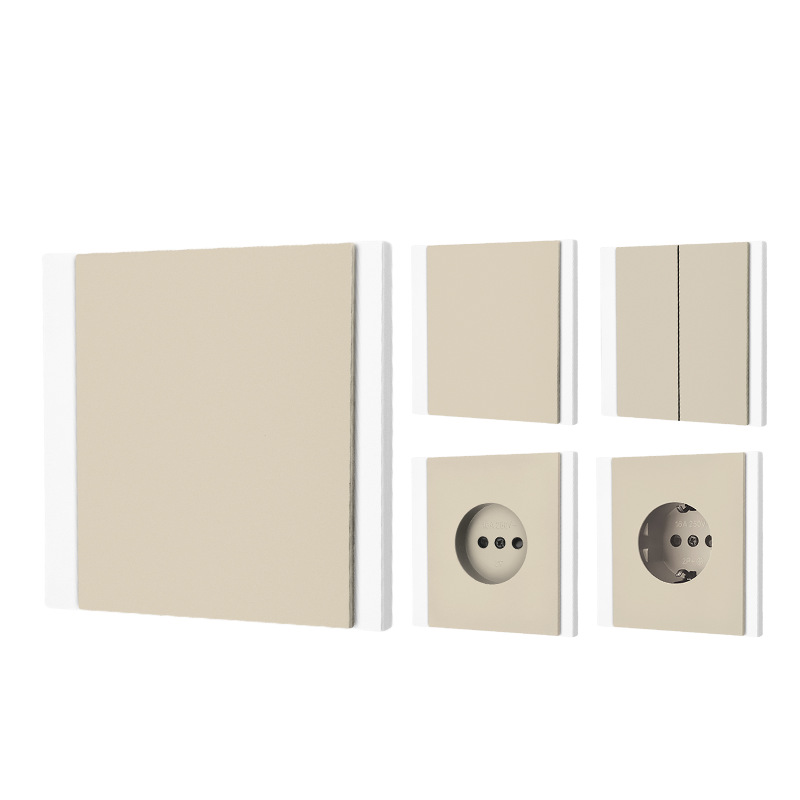 Flame retardant plastic panel European standard French wall socket warm white European standard socket large panel