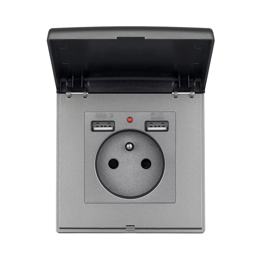 Quick charging socket with splash proof cover, USB+Type-C European standard touch wall socket, kitchen, bathroom, toilet