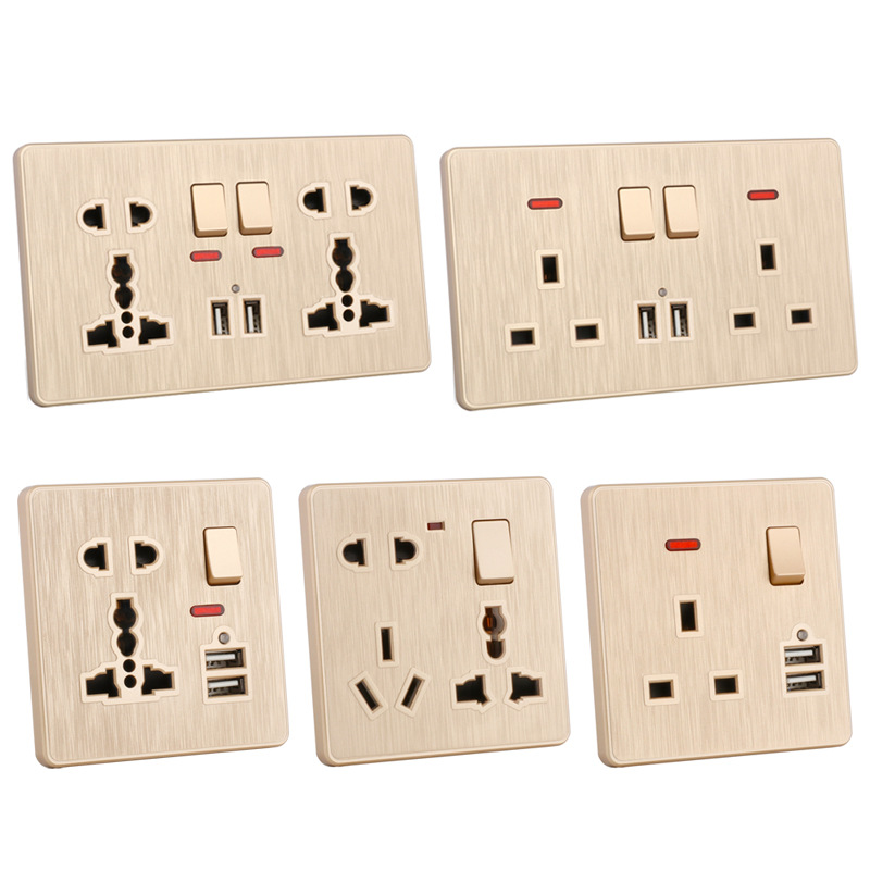 13A dual USB one on/off multi-functional eight hole wall socket with switch